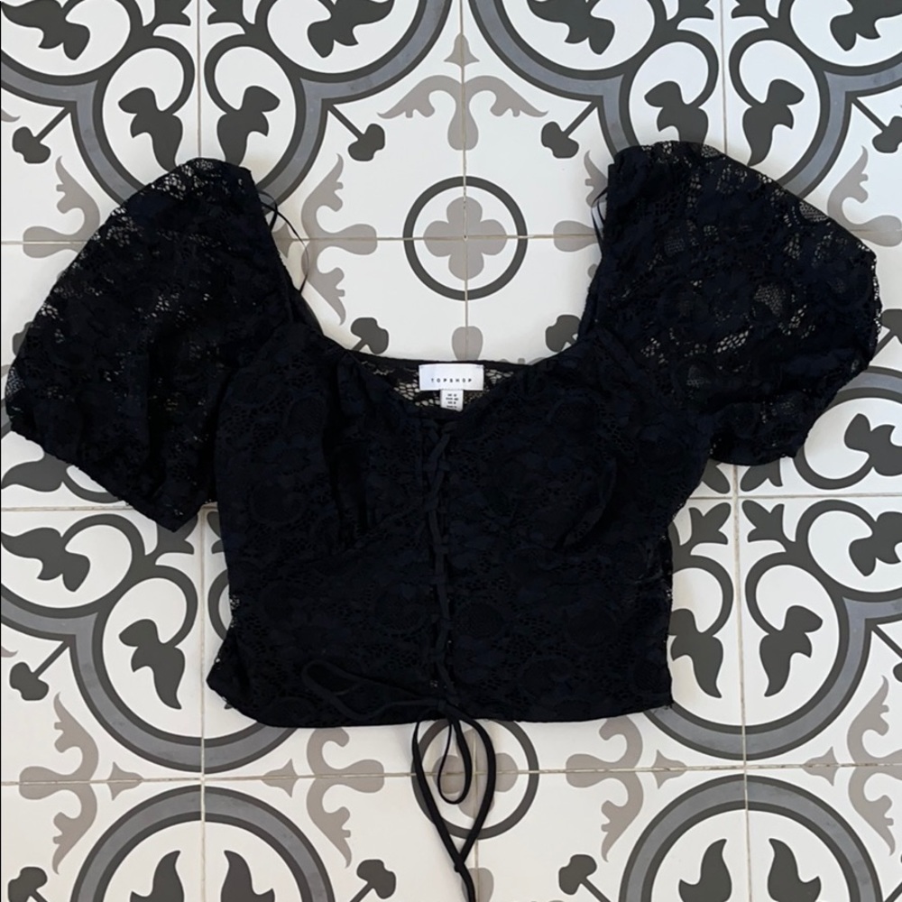 Top shop lace front tie crop top